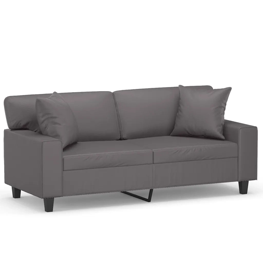 Divano a 2 Posti con Cuscini Grigio 140 cm in Similpelle 3200868