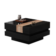 TAVOLINO DA CAFFÈ Quadrato 70x70x39 cm Nero in MDF con vano nascosto