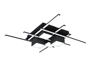 Plafoniera LED, metallo, nero, 70x70 cm, Roger