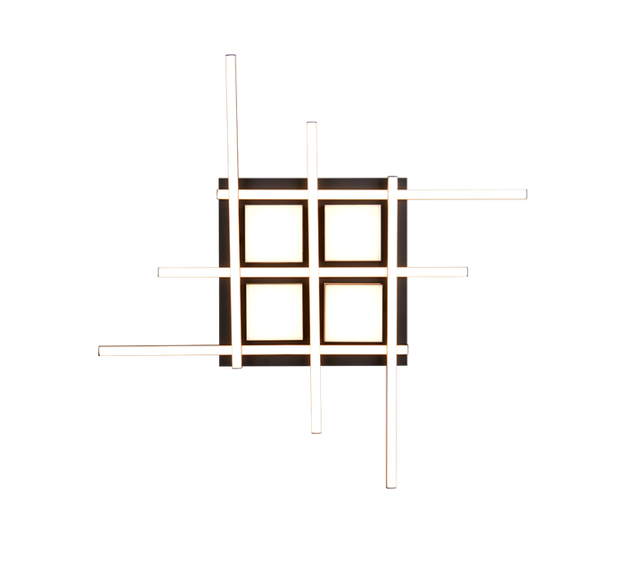 Plafoniera LED, metallo, nero, 70x70 cm, Roger