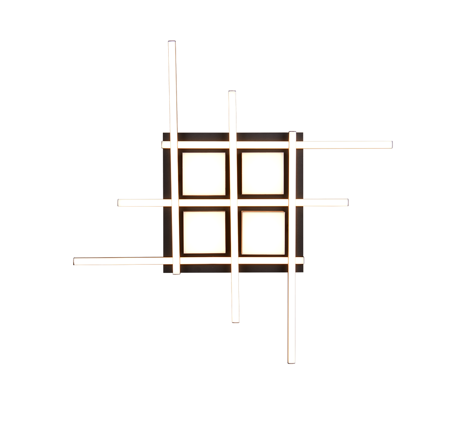 Plafoniera LED, metallo, nero, 70x70 cm, Roger
