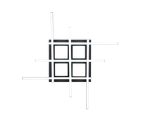 Plafoniera LED, metallo, nero, 70x70 cm, Roger