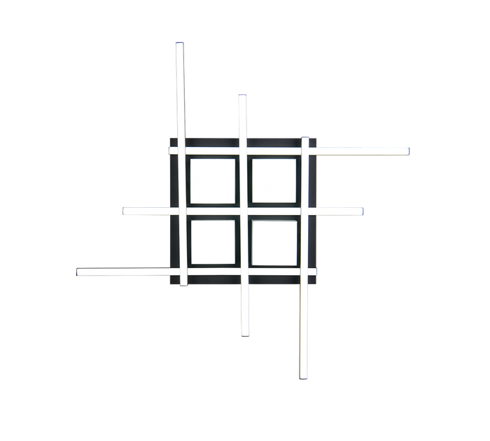 Plafoniera LED, metallo, nero, 70x70 cm, Roger