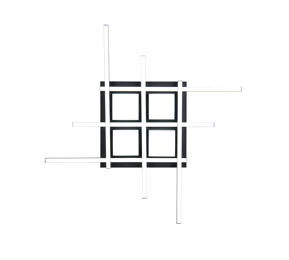 Plafoniera LED, metallo, nero, 70x70 cm, Roger