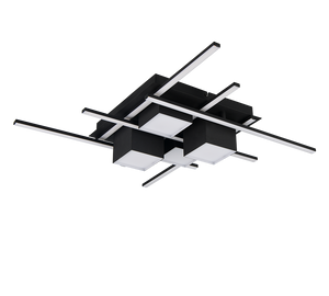 Plafoniera LED, metallo, nero, 70x70 cm, Roger