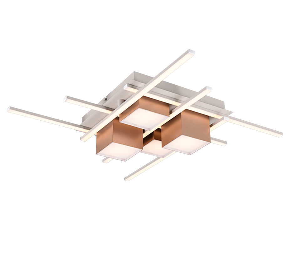 Plafoniera LED, metallo, caffè, 70x70 cm, Roger