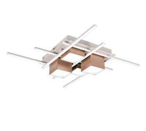 Plafoniera LED, metallo, caffè, 70x70 cm, Roger