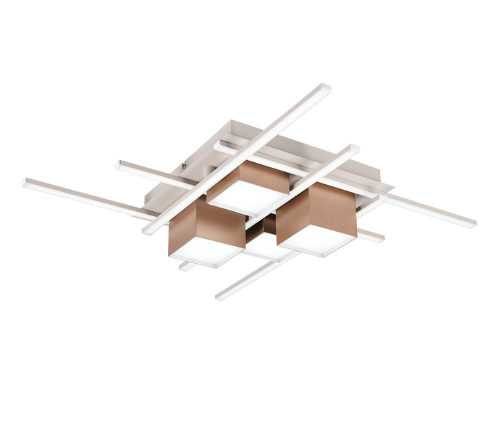 Plafoniera LED, metallo, caffè, 70x70 cm, Roger