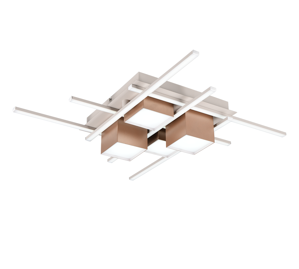 Plafoniera LED, metallo, caffè, 70x70 cm, Roger