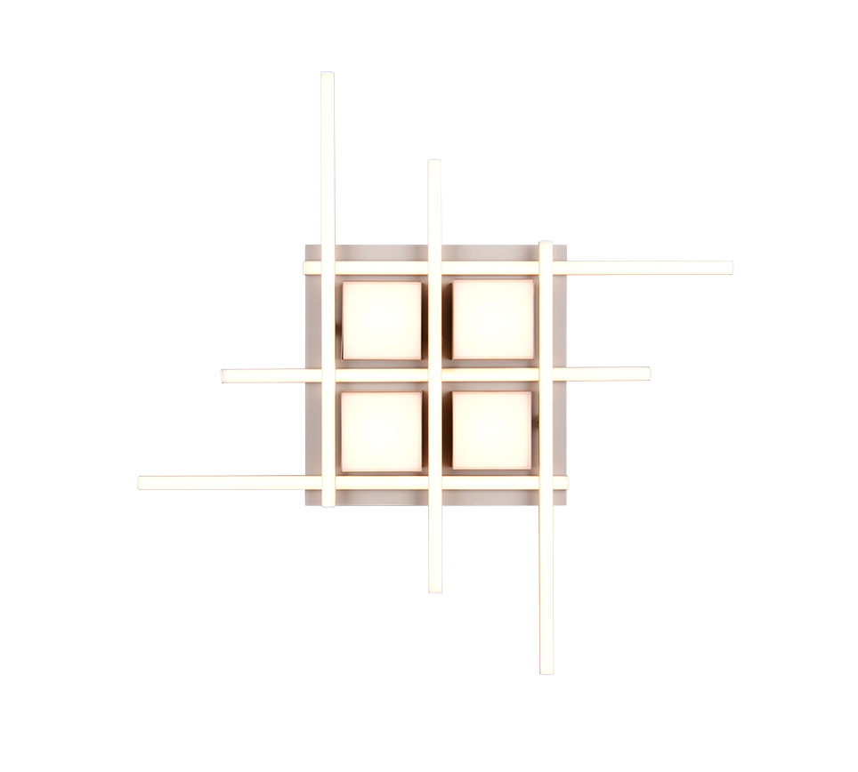 Plafoniera LED, metallo, caffè, 70x70 cm, Roger