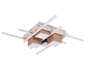 Plafoniera LED, metallo, caffè, 70x70 cm, Roger