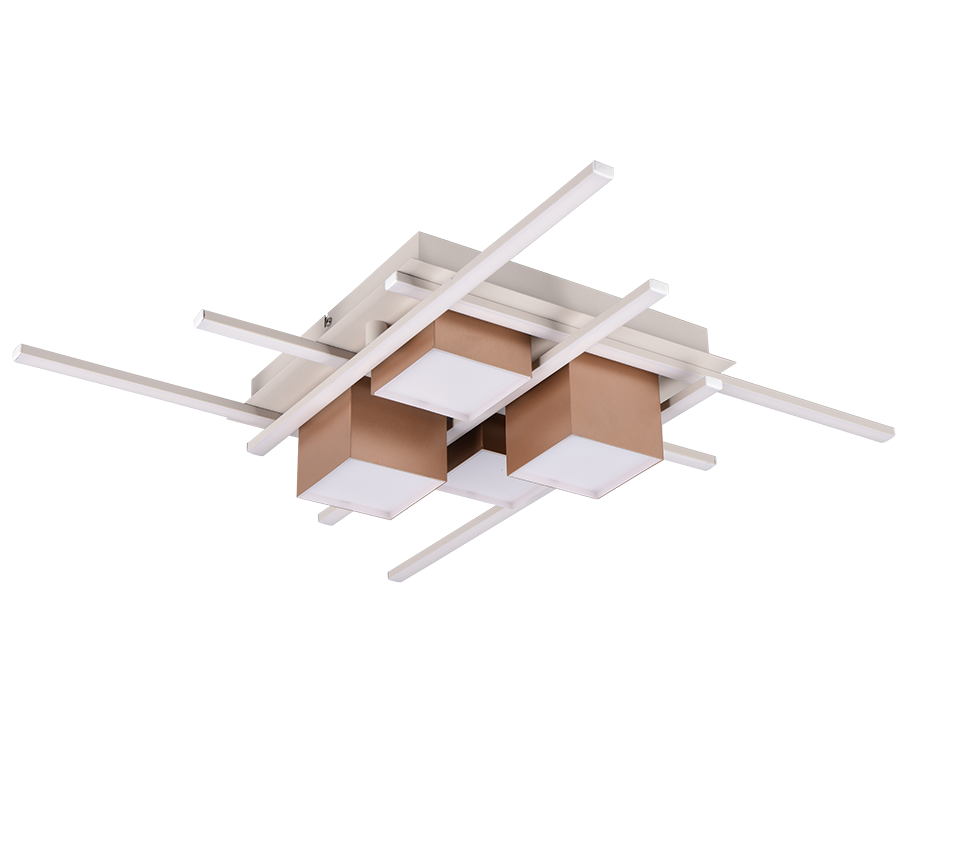 Plafoniera LED, metallo, caffè, 70x70 cm, Roger