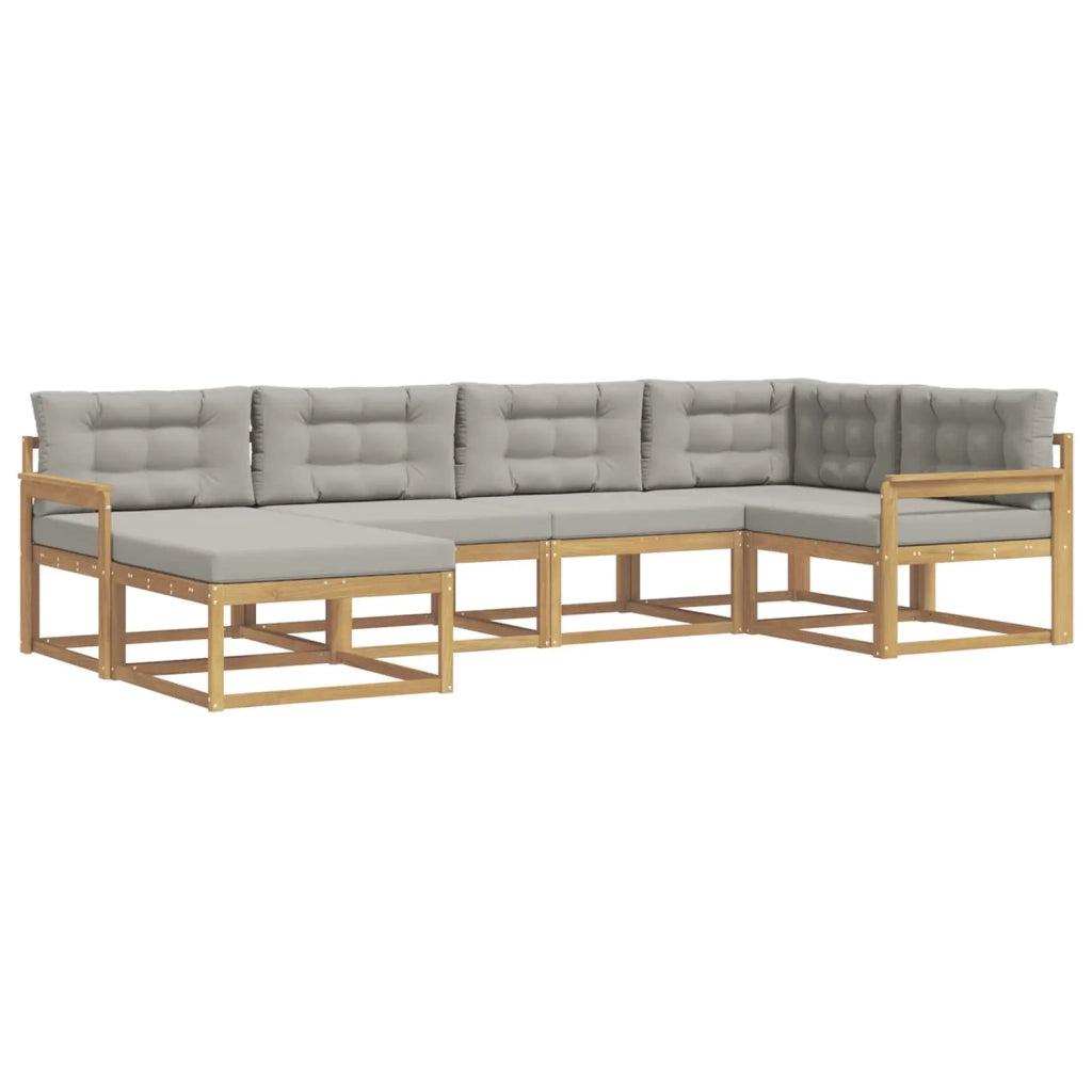 Set di divani da esterno 5 pcs Bianco e Grigio Chiaro