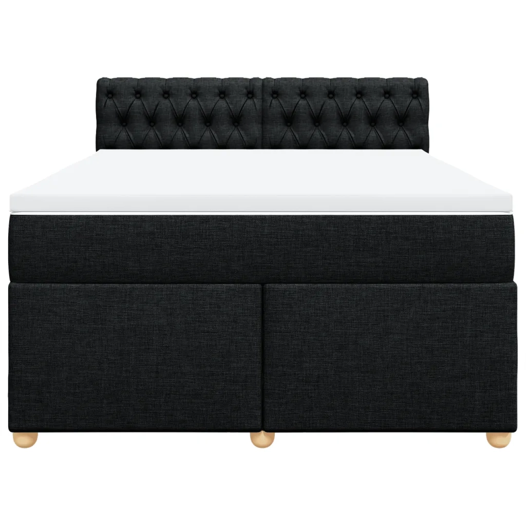 Giroletto a Molle con Materasso Nero 160x200 cm in Tessuto