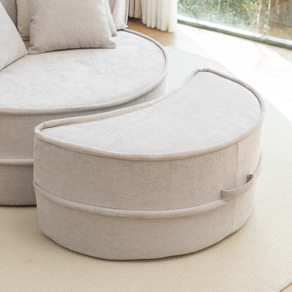 POLTRONA Relax con ottomana 121 cm Chenille Grigio