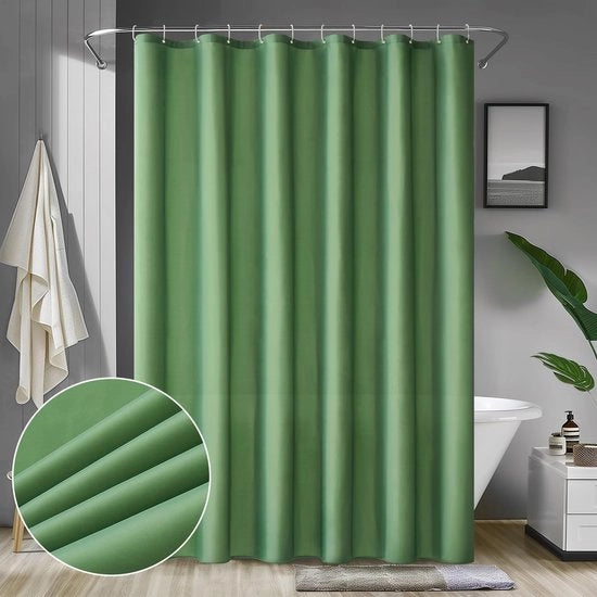 Douchegordino, 180 x 200 cm, verde, impermeabile all'acqua, resistente alla muffa e tessile, lavabile, asciugabile velocemente, tenda per bagno e doccia, tende per doccia con 12 anelli di chiusura.