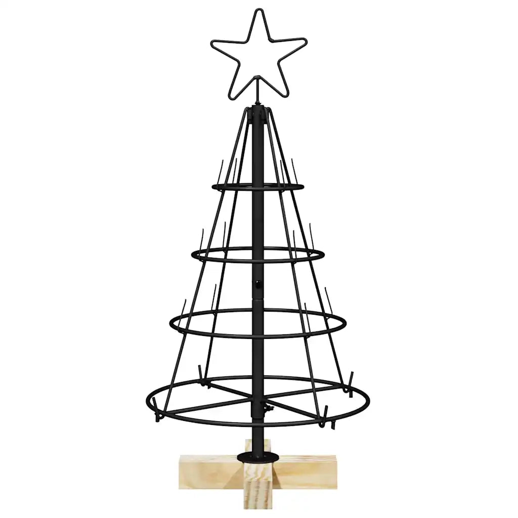 Albero a Cono di Natale con supporto Nero 60 cm Acciaio