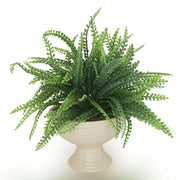Trade Shop - Vaso Ceramica Bianco Con Pianta Artificiale Felce Di Boston 25cm Decorazione Casa 164407 -