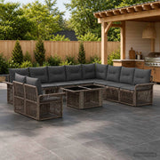 Set Divano da Giardino 11 pz Grigio e Grigio Scuro polyrattan 3436661