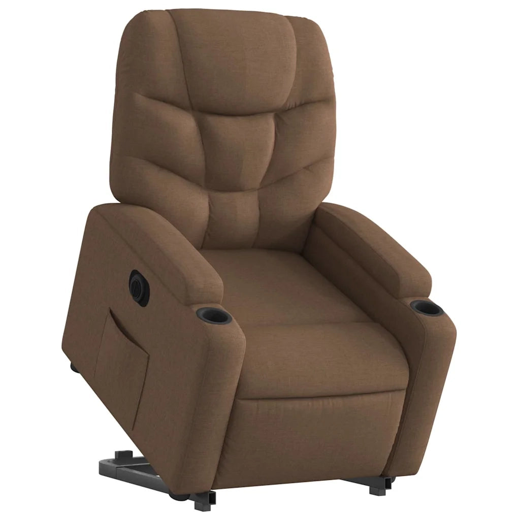 Poltrona Alzapersona Reclinabile Elettrica Marrone Tessuto 3204624