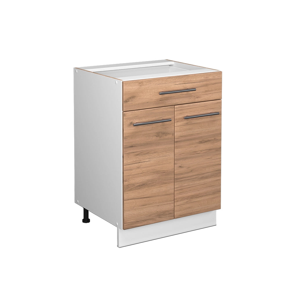 Vicco Mobiletto base per cucina Quercia dorata 60 cm con cassetto, senza piano di lavoro