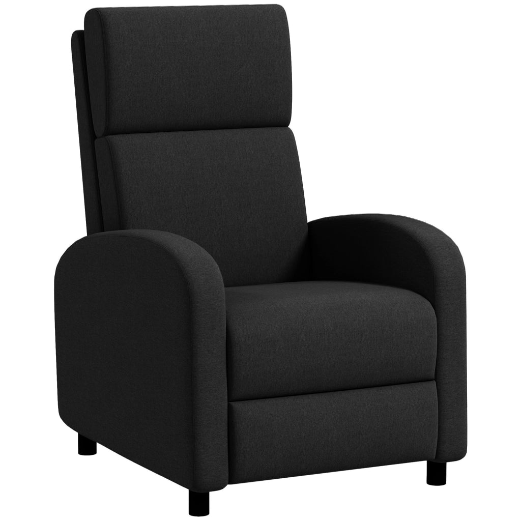 Poltrona Reclinabile Relax con Poggiapiedi in Tessuto ¨C Zephmum ¨C Nero