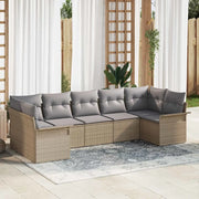Set Divano da Giardino con cuscino 7 pcs Beige Poly Rattan 3354179