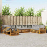 Set di divani da esterno 9 pcs Grigio Naturale e Chiaro