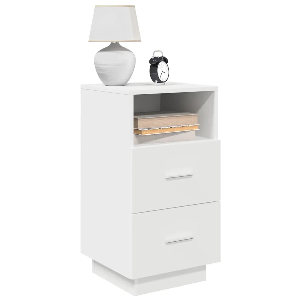 Comodino con 2 Cassetti Bianco 36x36x68 cm