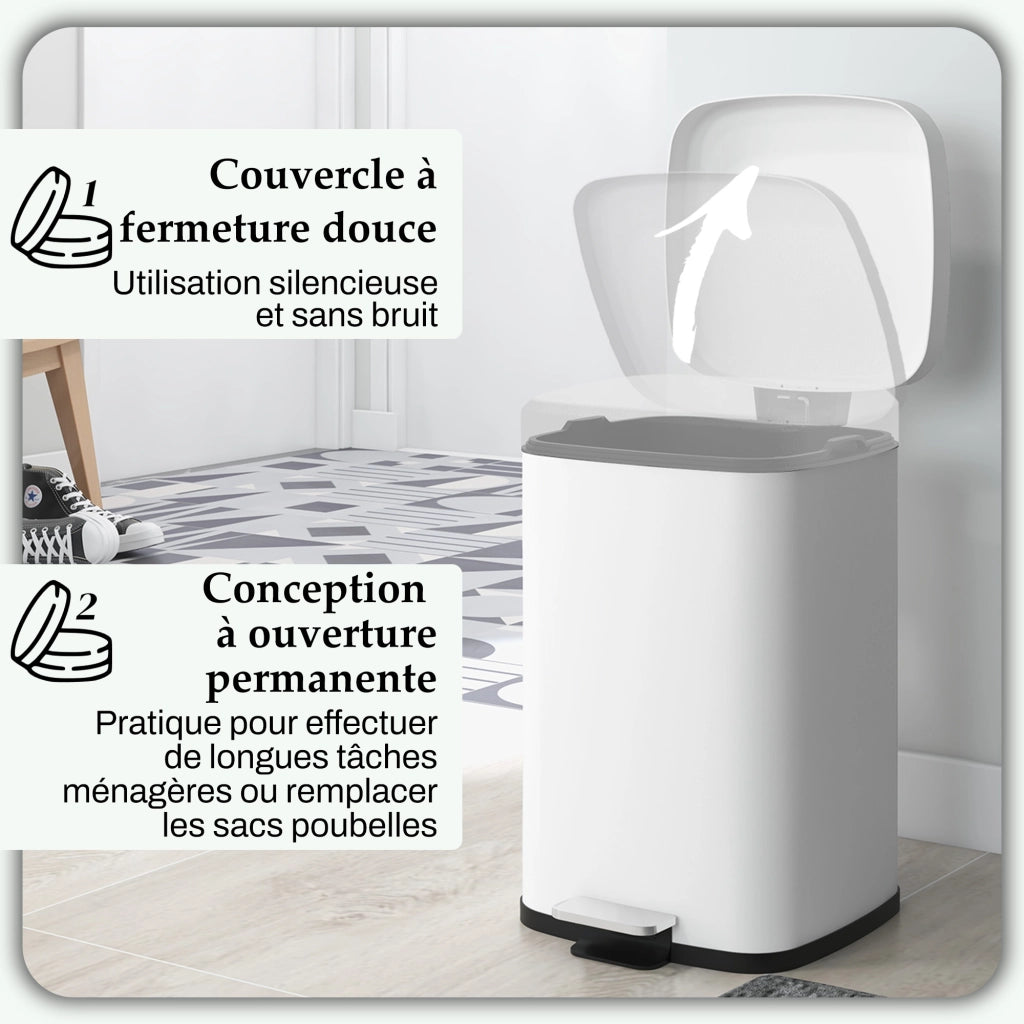 Cestino per rifiuti da cucina 20 litri ¨C zephmum ¨C bianco 28x35x45 cm