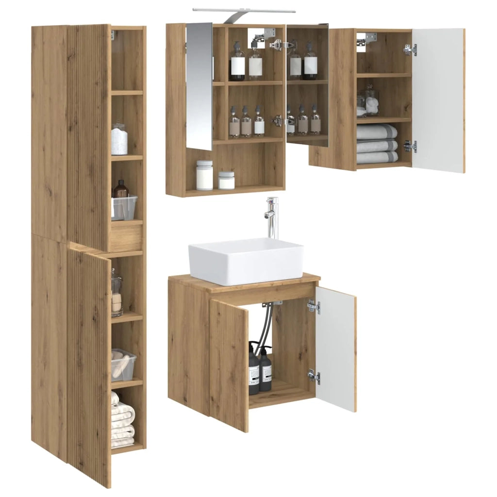 Set di Armadi da Bagno 5 pcs Rovere Artigianale 3407326