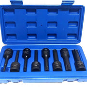 Trade Shop - Set 8 Pezzi Chiavi Bussole Torx Attacco 1/2" T30 T80 A Impatto Lunghe 78 Mm -