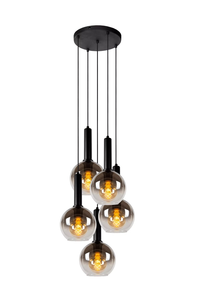 Lampadario MARIUS Lucide nero 5 sfere vetro E27 40W