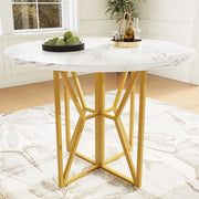 Tavolo da pranzo - Rond - Laminato MDF - Gambe in Oro - Finestra in Marmo