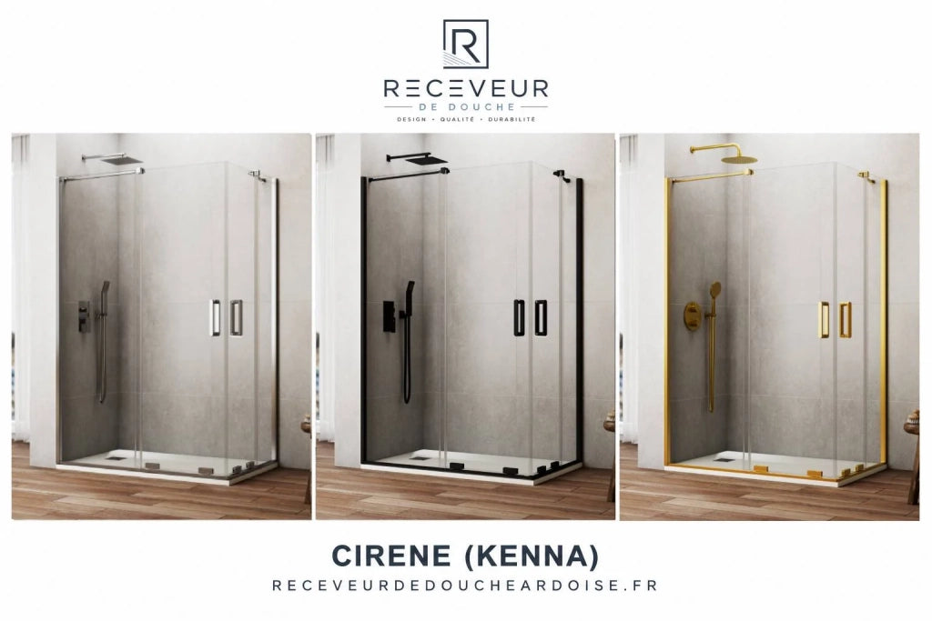 Porta doccia scorrevole 2+2 CIRENE (KENNA) 200 cm Profilo Nero