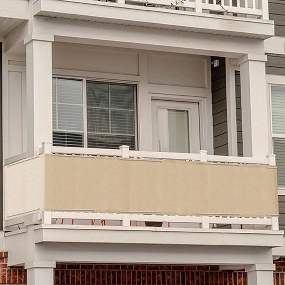 Trade Shop - Telo Copertura Frangivista Frangivento Ringhiera Protezione Vento Balcone 500x85cm Beige -