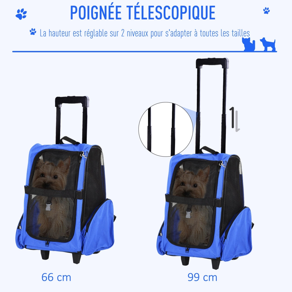 Carrello Trasporto per Cane 2 in 1 ¨C Zephmum ¨C Blu 42x25x55 cm