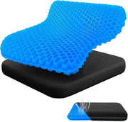 Gelkushion - Drukverlangend Gel Sedilekushion - Gelkushion con Copertura Lavabile - Ergonomico kushion - Sedilekushion ortopedico - Fondoscala antiscivolo - Supporta la schiena - Ventilato e raffreddato - Doppia densità - Tessuto a forma di api melifera