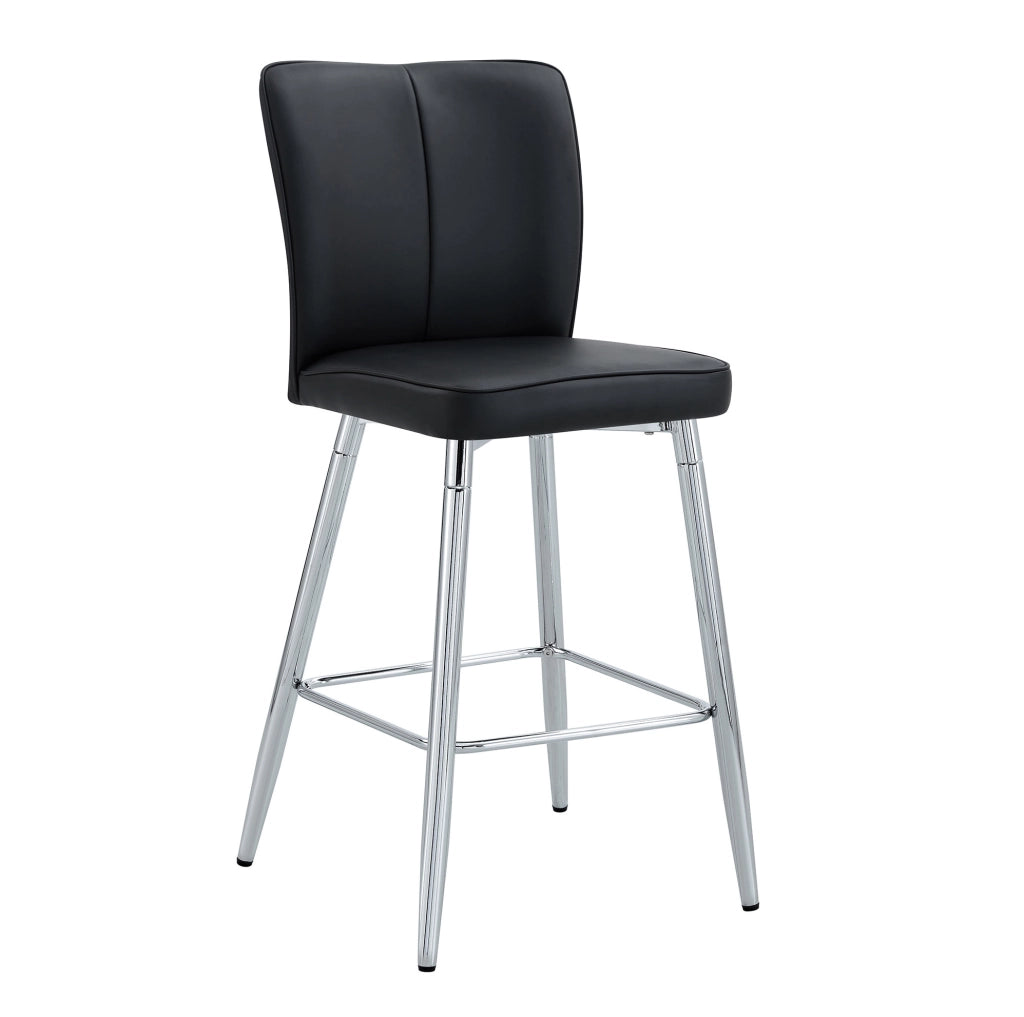 Sgabello da bar 54x54x51 cm con schienale ergonomico in PU e metallo nero e argento