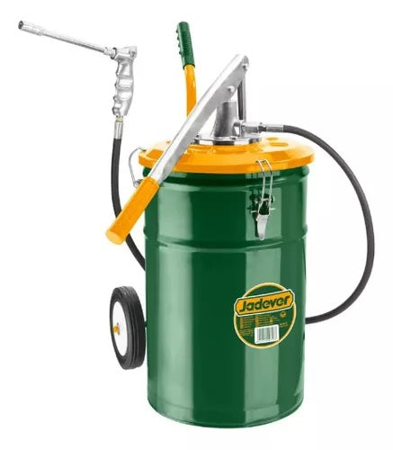 Ingrassatore Manuale Pneumatico con Fusto da 25kg in Acciaio e Ruote, Compressore a Leva per Grasso, Pistola Ingrassatri