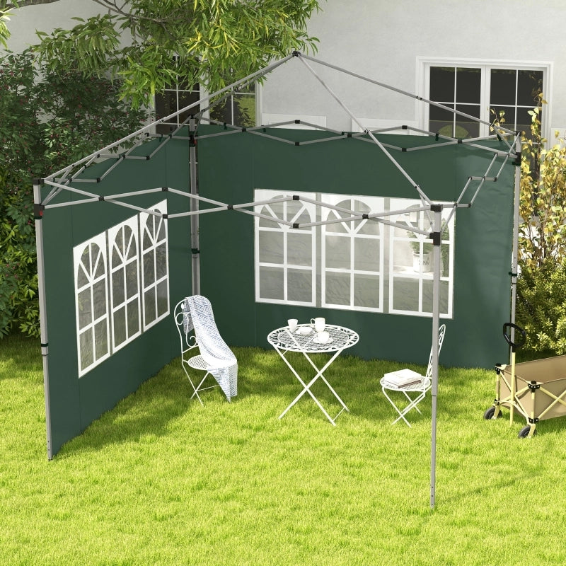 Set di 2 pannelli laterali per gazebo 3x3/3x4 m, parete laterale con finestra, impermeabile, verde
