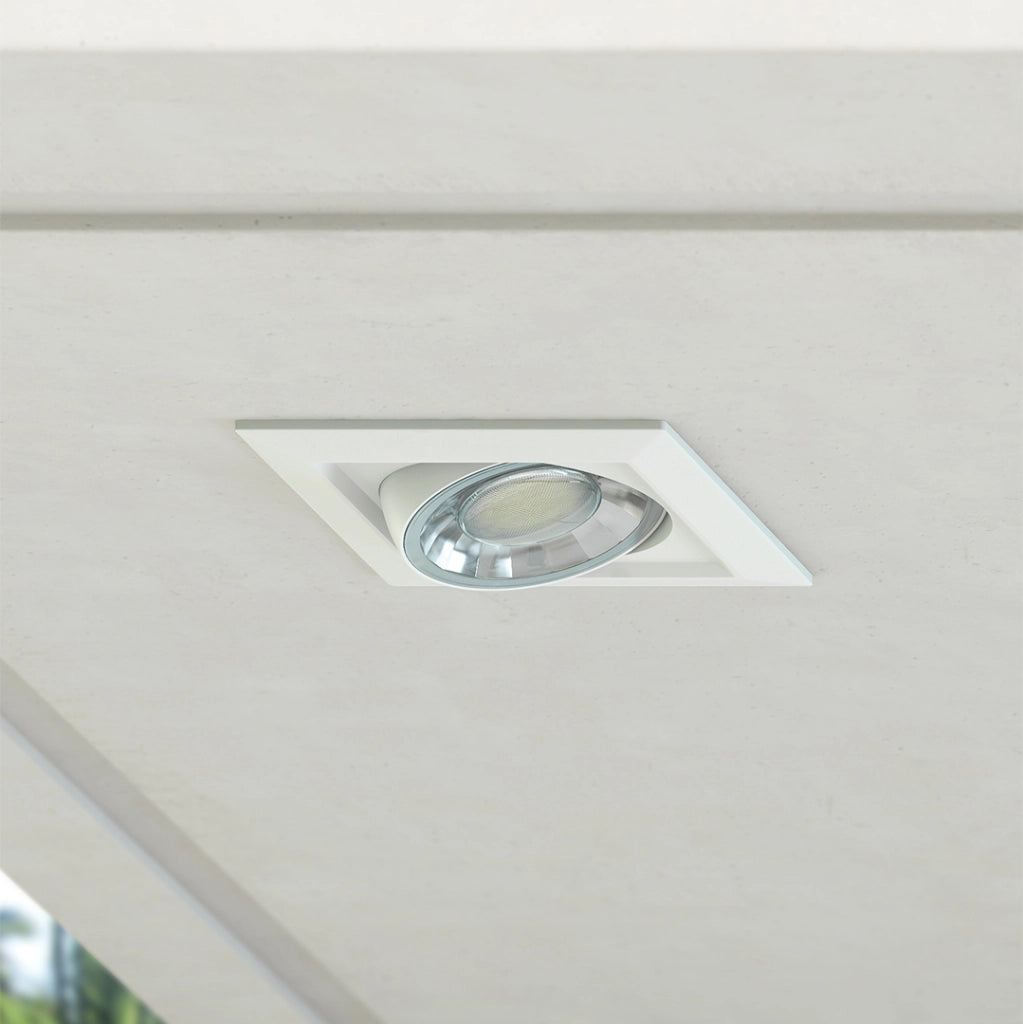 Downlight a Incasso LED Compac SQ 8W Orientabile 90 Gradi Dimmerabile Triac 2700K Bianco Opaco per Illuminazione d'Interni Professionale