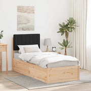 Letto con Testiera Rivestita-Struttura Letto con Testiera Nero 80 x 200 cm Pino massello 255175