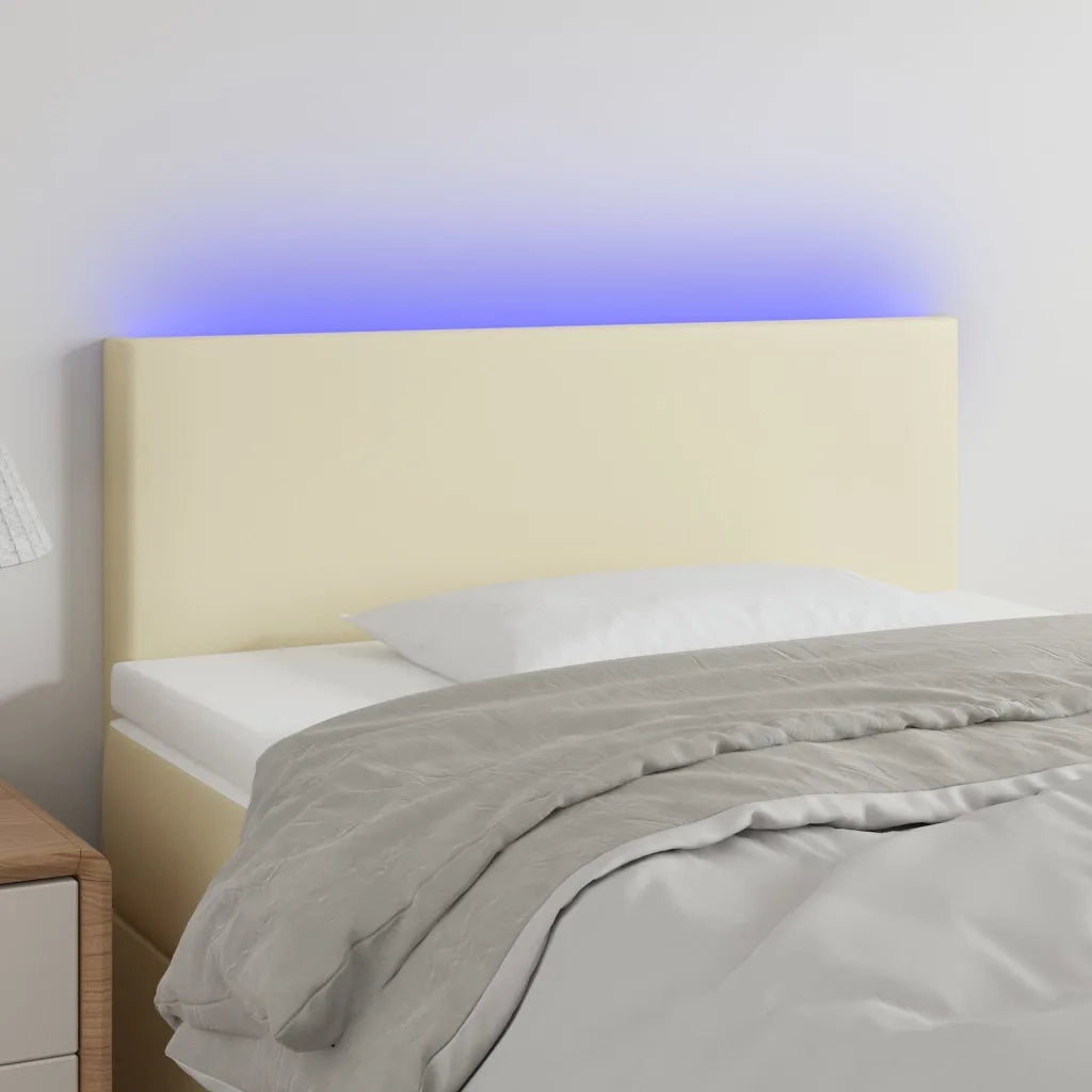 Testiera | Testata Crema a LED 80x5x78/88 cm in Similpelle
