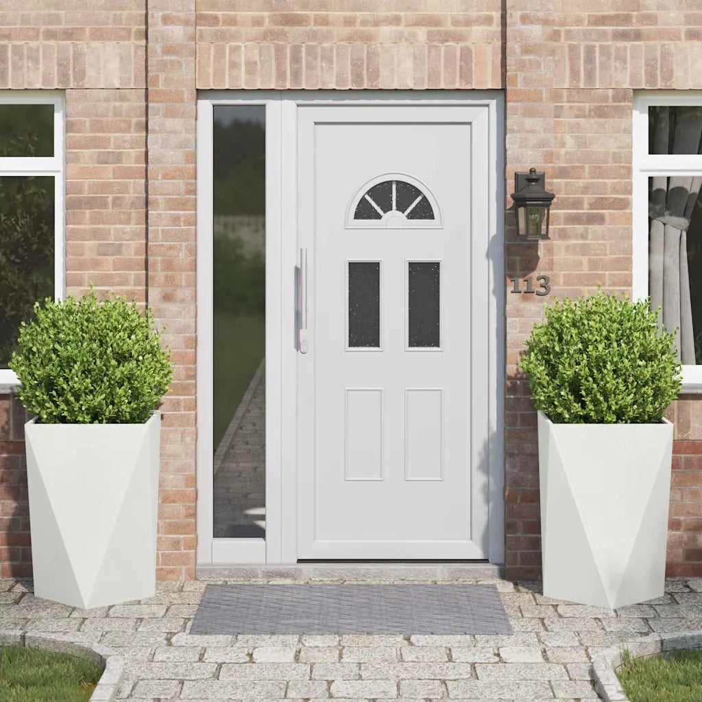 Fioriera 2 pz-Set di 2 Vaso-Contenitore per Piante Bianco 50 x 50 x 75 cm Acciaio