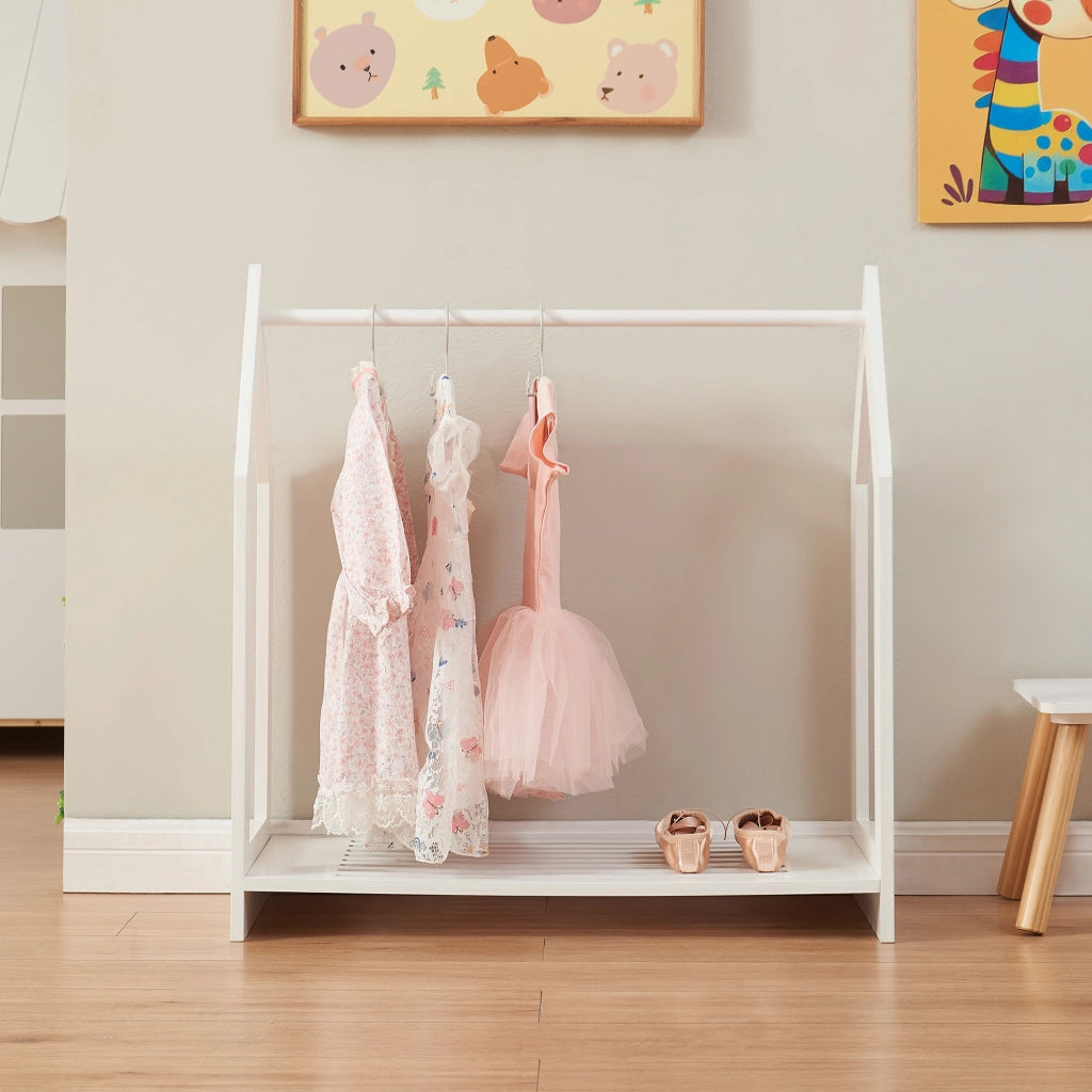 Appendiabiti Langeskov a Forma di Casetta Porta Abiti per Bambini 78x75x35 cm Bianco [en.casa]