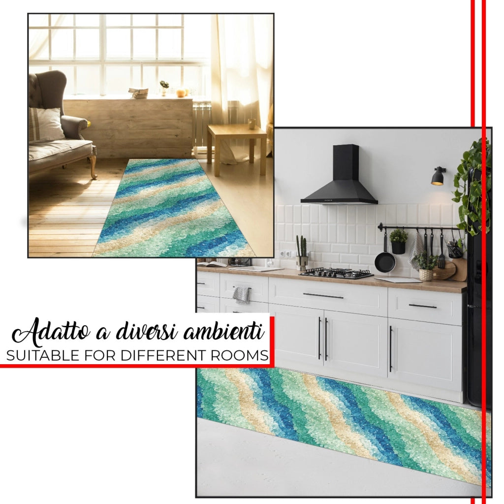 Tappeto Cucina Pvc 51x100 cm Morbido Passatoia Antimacchia Gomma Antiscivolo Flessibile Sfumature