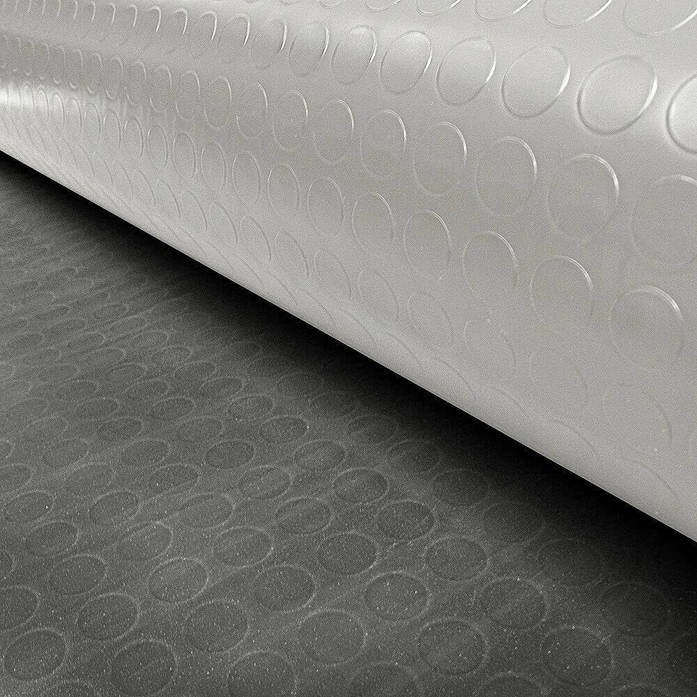 Pavimento Tappeto Gomma 100x1100 cm Pvc Bollato Rivestimento Antiscivolo Grigio Made In Italy