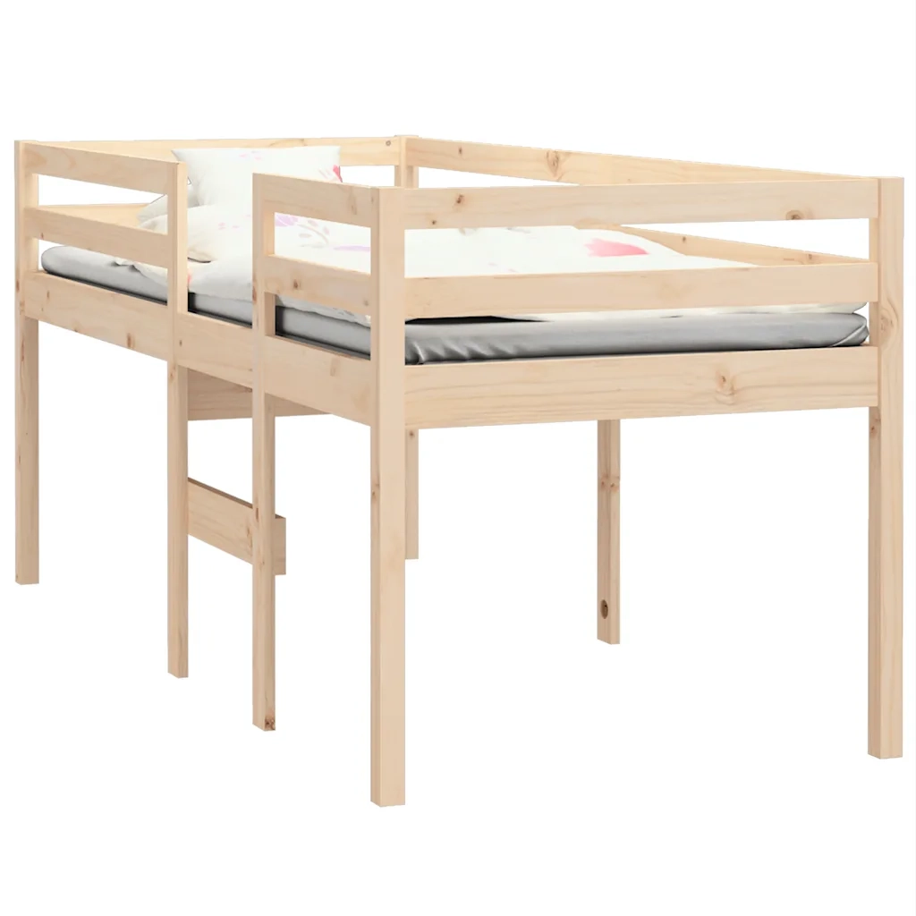 Letto a Soppalco 90x200 cm in Legno Massello di Pino 821604