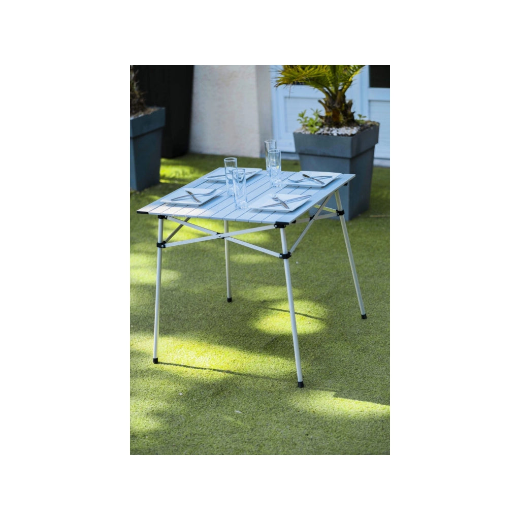 Tavolo a doghe da campeggio - O'Camp - Valigia di trasporto inclusa - Dimensioni: 70 x 70 x 70 cm
